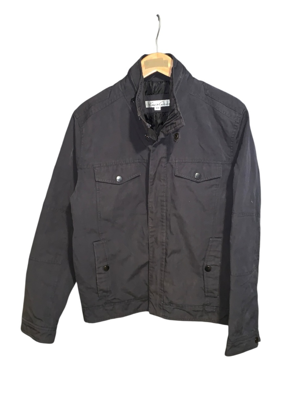 Vintage Kenneth Cole New York Mens Bomber Jacket M Gray Full Zip Military